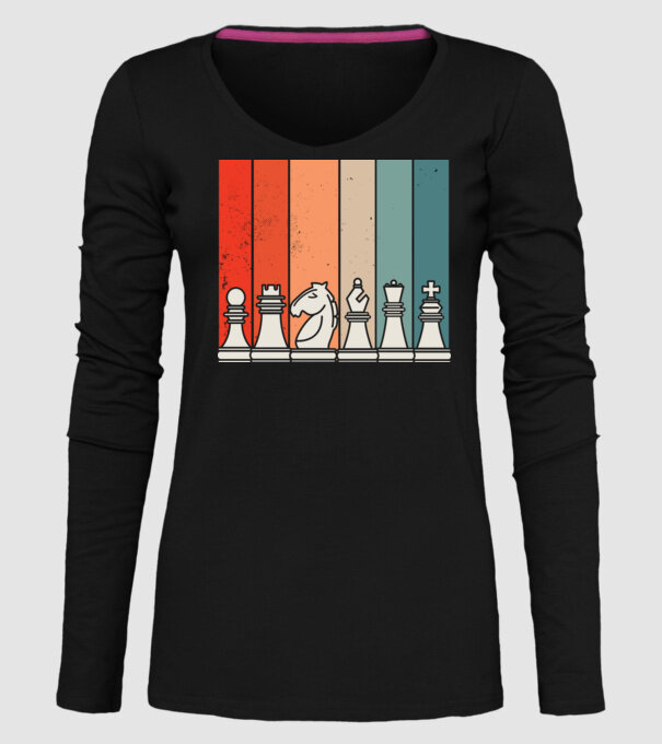 Șah Retro model negru pe tricou