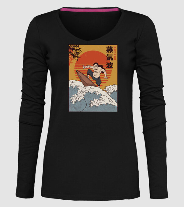 Samurai Surf model negru pe tricou