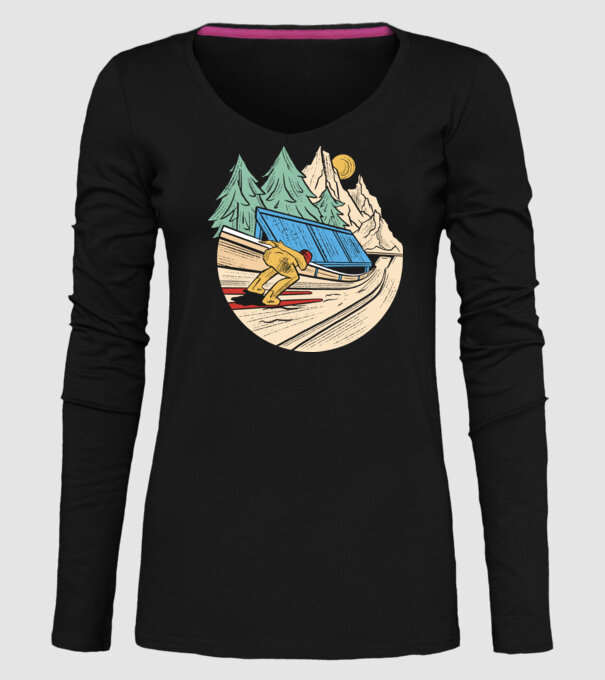 Săritor cu schiuri model negru pe tricou