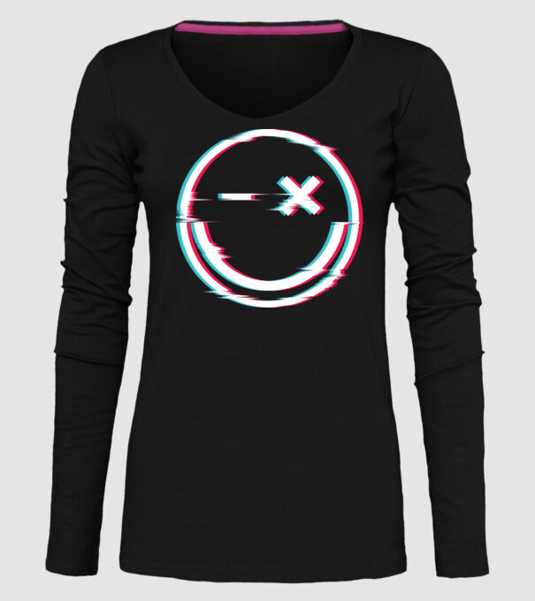 Smile glitch neon tiktok style model negru pe tricou