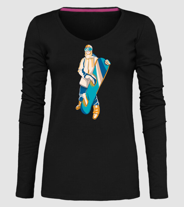 Snowboarder model negru pe tricou