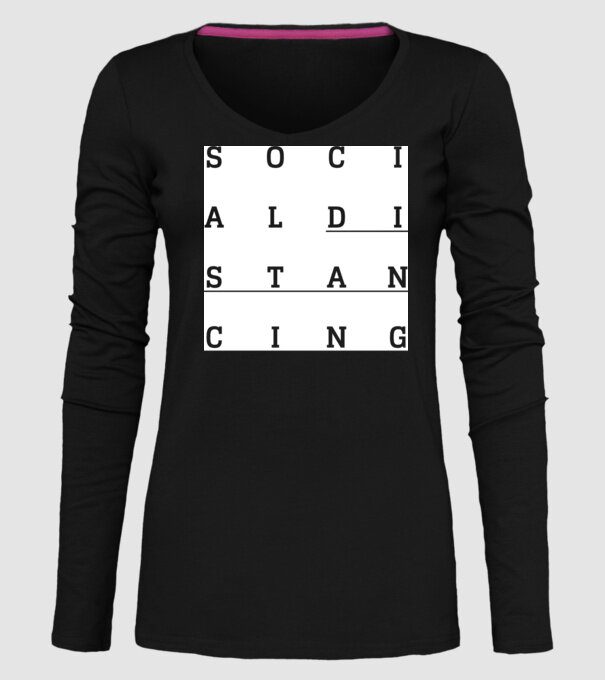 Social distancing model negru pe tricou