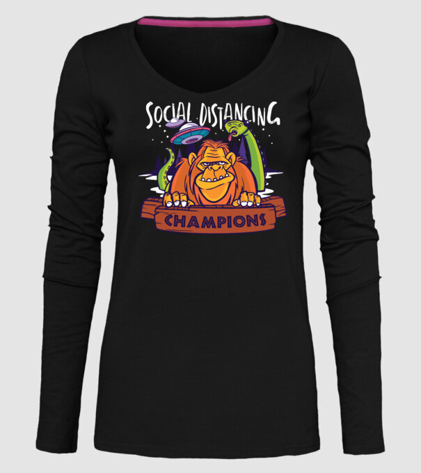 Campioni Social Distancing model negru pe tricou