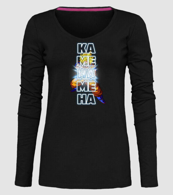 Son Goku Kamehameha model negru pe tricou