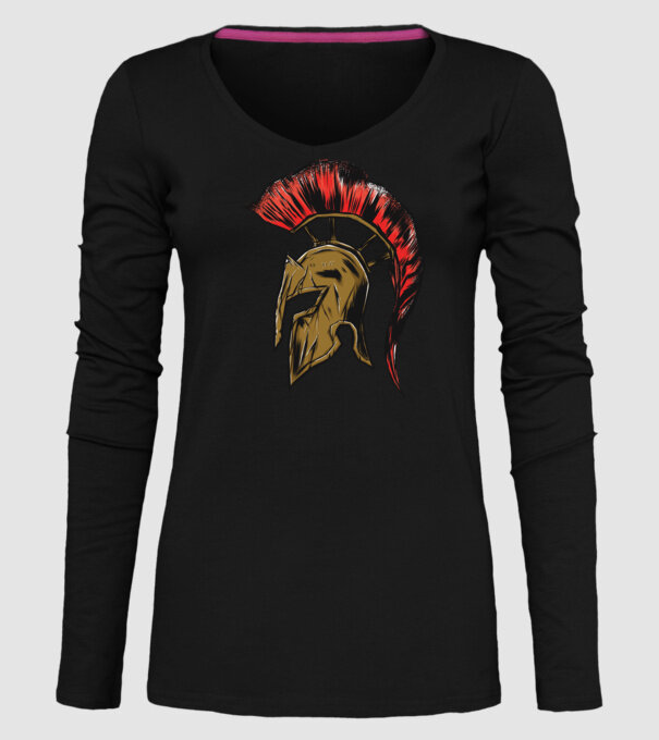 Cască războinic Sparta model negru pe tricou