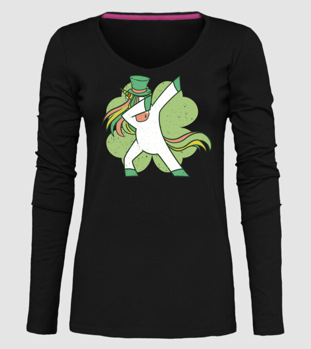 St Patrick Unicorn DAB model negru pe tricou