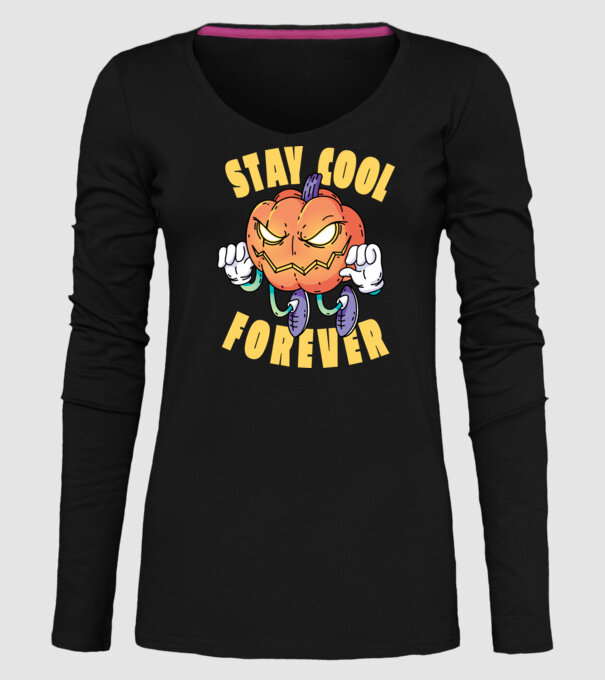 Dovleac de Halloween Stay Cool Forever model negru pe tricou