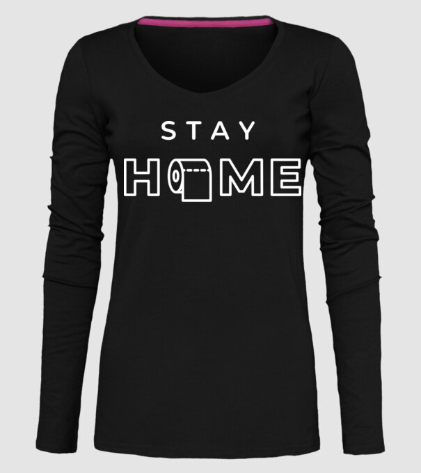 Stay home hârtie igienică model negru pe tricou