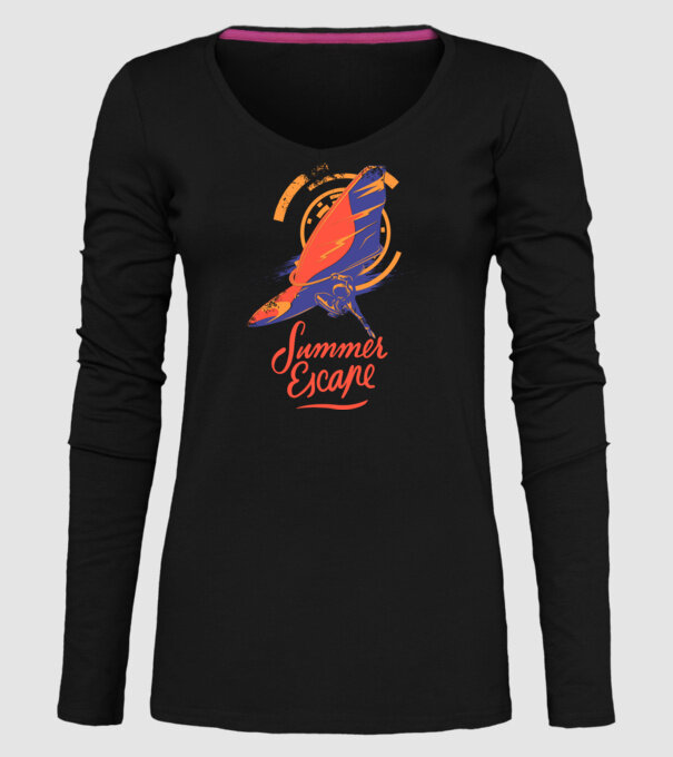 Summer escape Surf model negru pe tricou