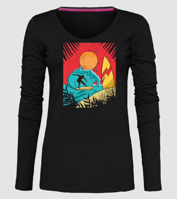Afiș Surf model negru pe tricou