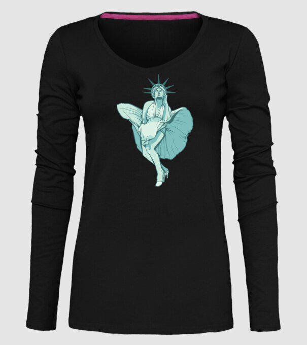 Statuia Libertății rușinos model negru pe tricou