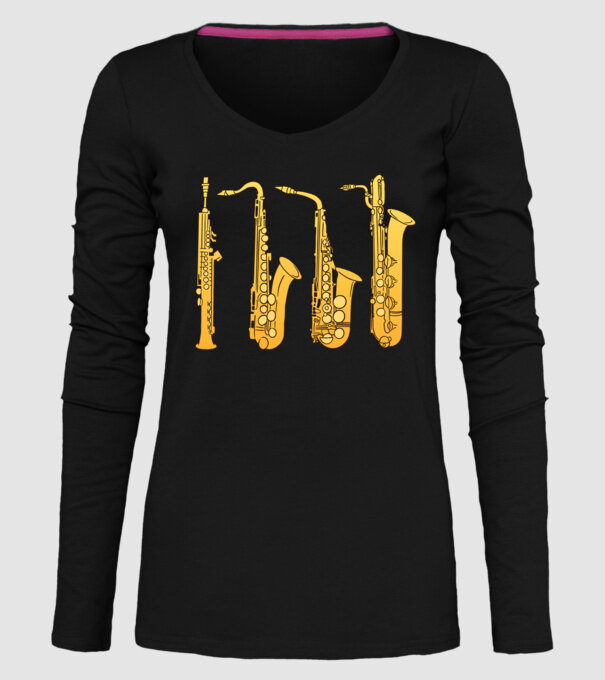 Saxofoane model negru pe tricou