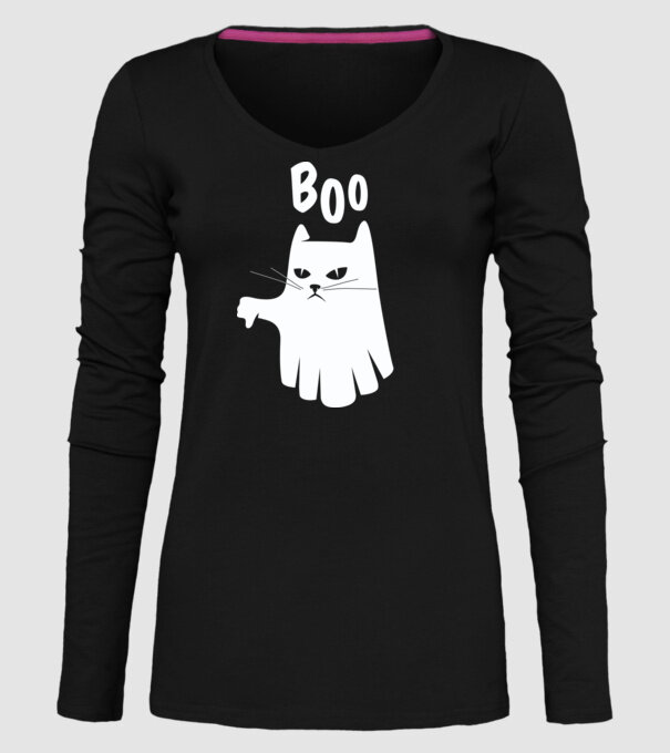 Pisică Fantomă model negru pe tricou