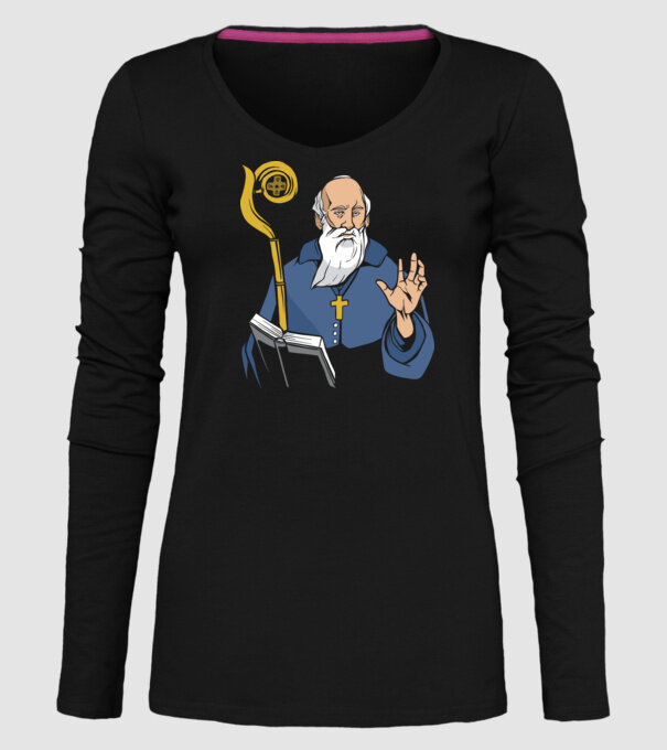 Sfântul Benedict model negru pe tricou