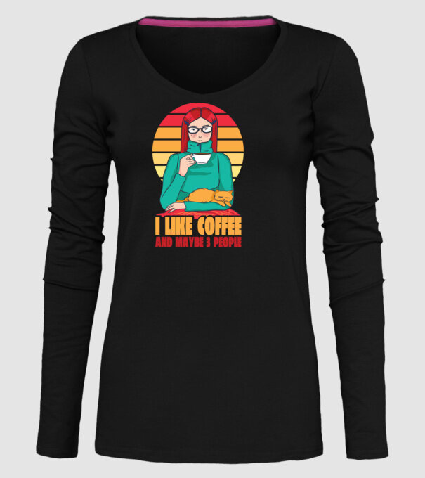 Iubesc Cafeaua și încă până la maxim 3 persoane model negru pe tricou