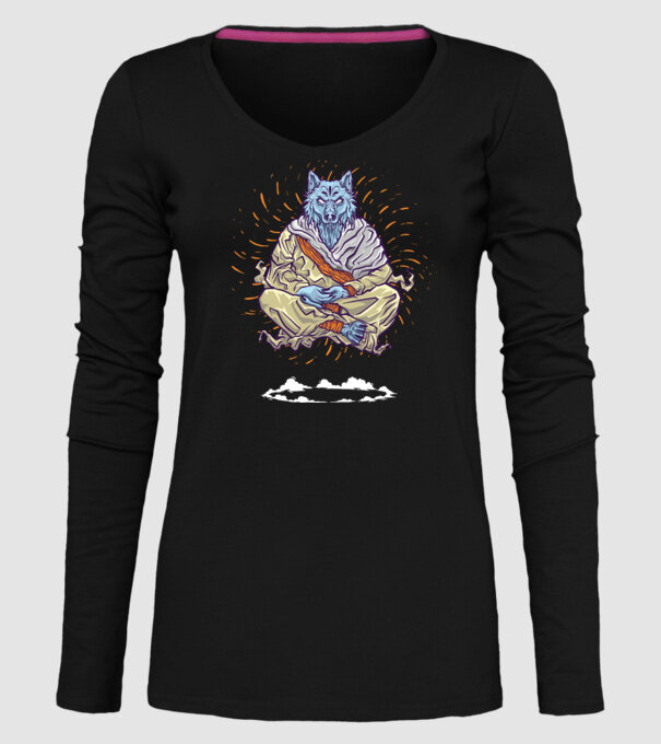 Lup Călugăr model negru pe tricou
