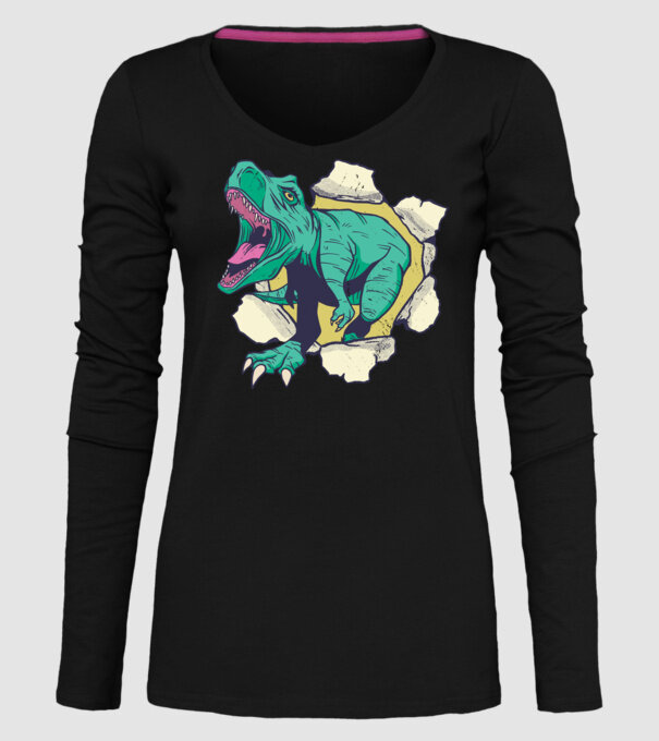 T-rex 3D model negru pe tricou
