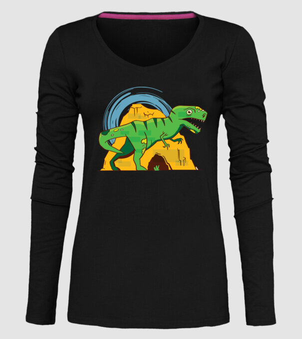 Dinozaur T-rex model negru pe tricou