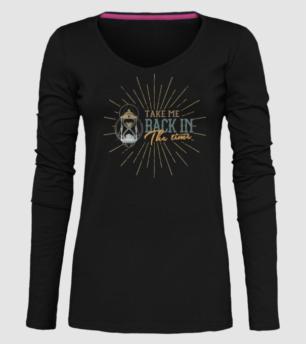 Take me back in the time model negru pe tricou