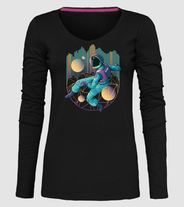 Techno Astronaut tricou astronaut model negru pe tricou