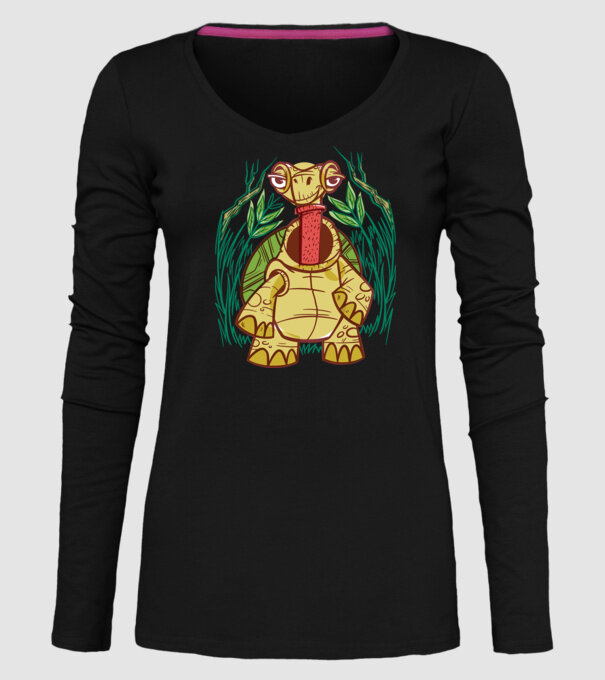 Gât Broască țestoasă model negru pe tricou