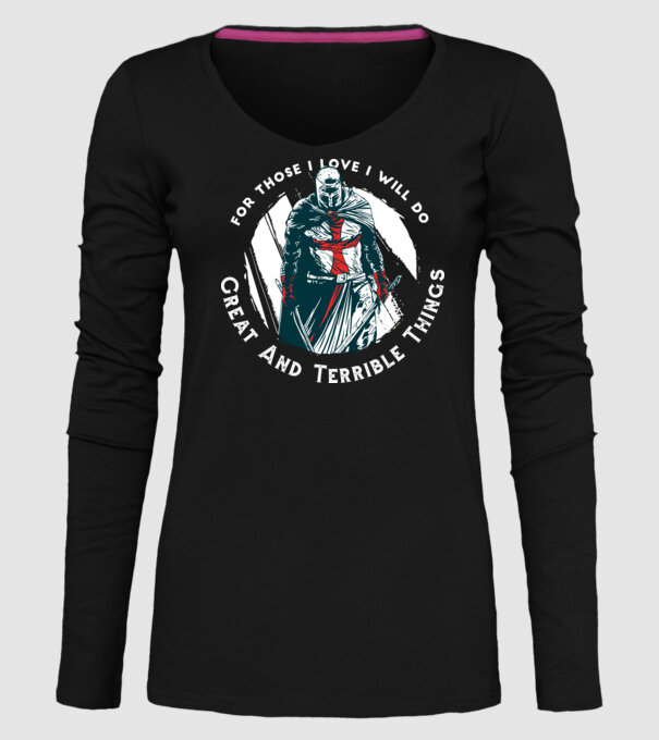 Cavaler Templier model negru pe tricou