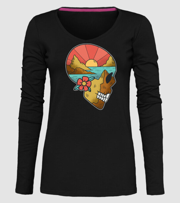 Natură Craniu model negru pe tricou