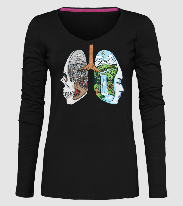 Natură Plămâni imagine model negru pe tricou