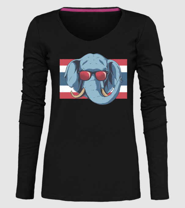 Thailanda Elefant tricou model negru pe tricou