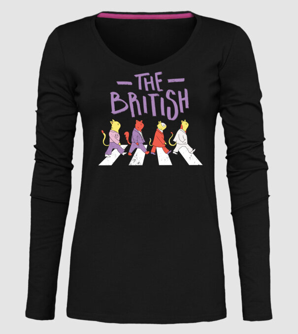 The British Pisicuțe model negru pe tricou