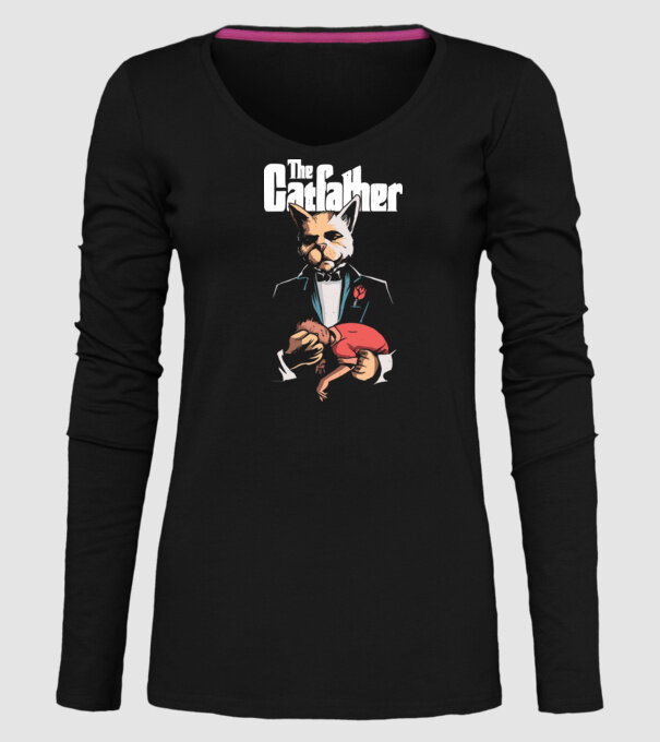 The Catfather model negru pe tricou
