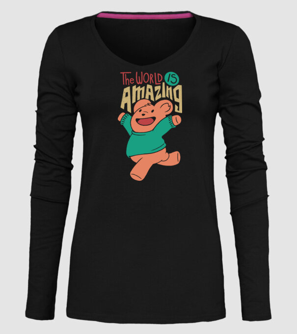 The world is amazing ursuleț Teddy model negru pe tricou