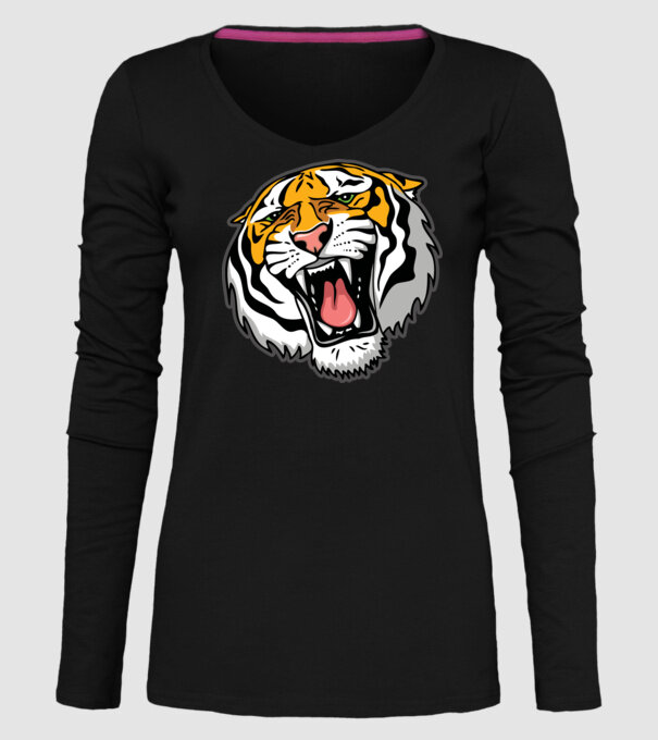 Tricou cu cap de tigru model negru pe tricou