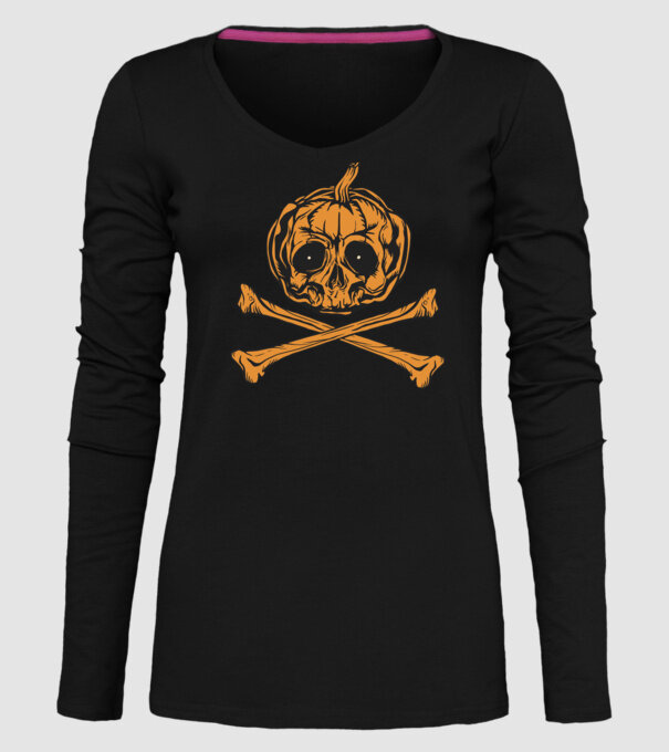 Dovleac craniu Halloween model negru pe tricou