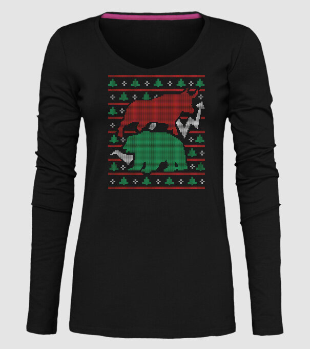 Pulover urât Bursa de valori model negru pe tricou