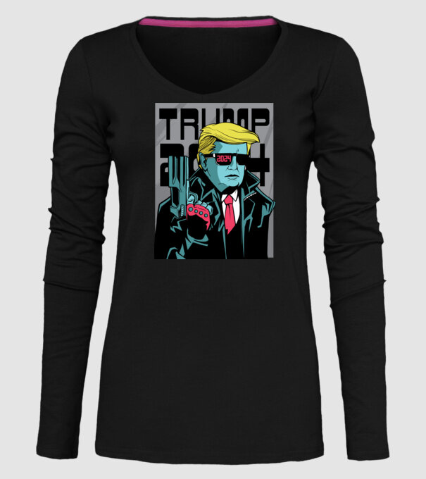 Trump Terminator 2024 model negru pe tricou