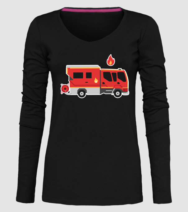 Mașină de pompieri model negru pe tricou