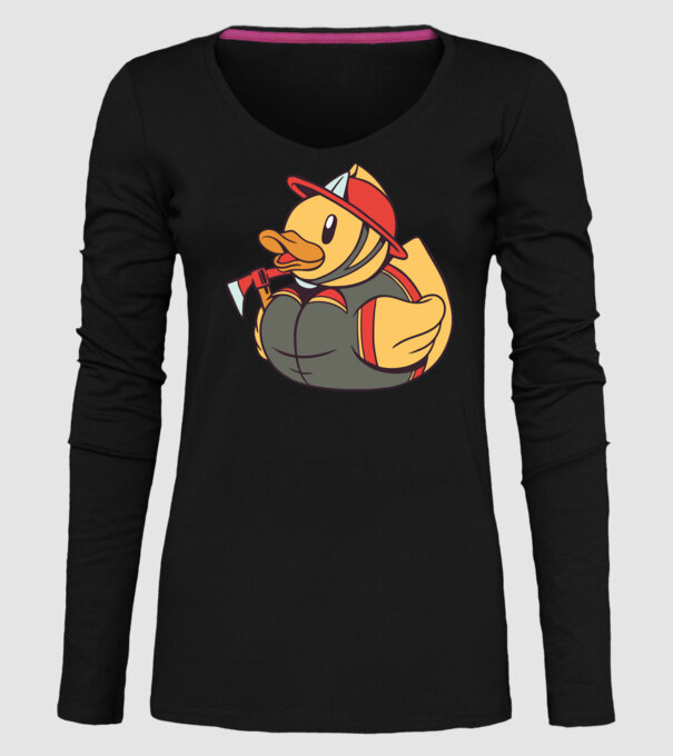 Rățușcă de cauciuc Pompier model negru pe tricou
