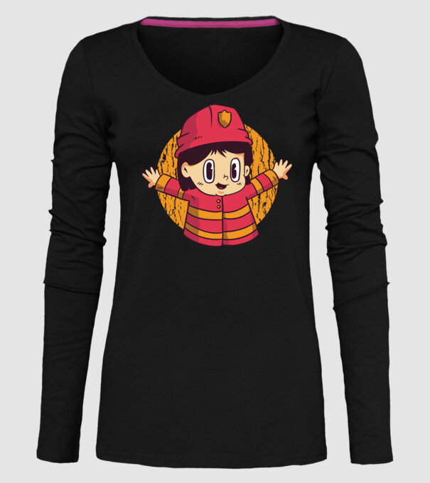 Pompier copil model negru pe tricou