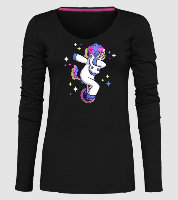 Unicorn pe monociclu model negru pe tricou