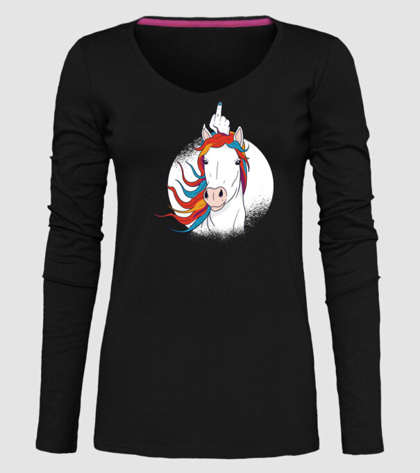 Unicorn Fuck Off model negru pe tricou