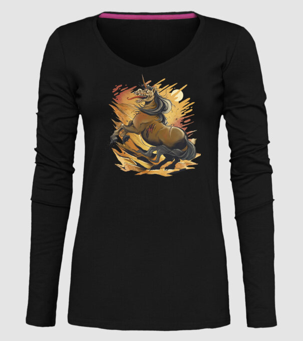 Unicorn Zombie model negru pe tricou