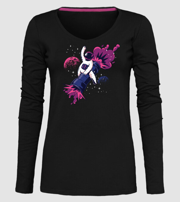 Astronaut Bazooka Rodeo model negru pe tricou