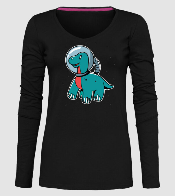 Dinozaur Astronaut model negru pe tricou