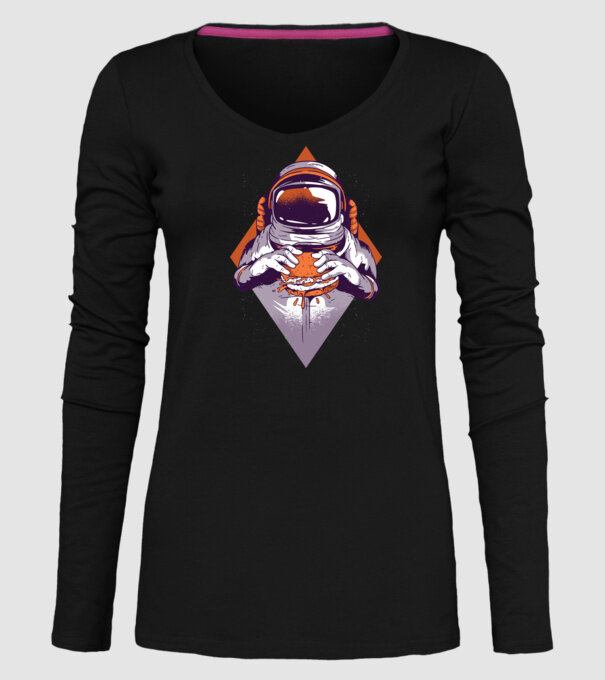 Hamburger Astronaut model negru pe tricou