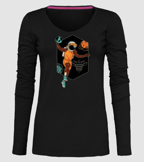 Astronaut Baschetbalist model negru pe tricou