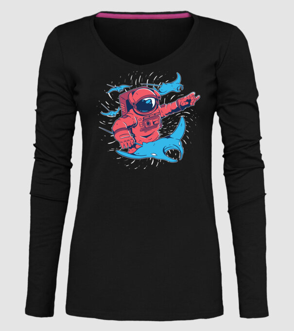 Diavol de mare gigant Astronaut model negru pe tricou