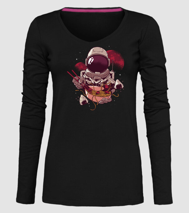 Astronaut Ramen model negru pe tricou