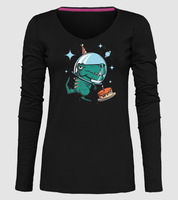 Astronaut T-rex Ziua de naștere model negru pe tricou