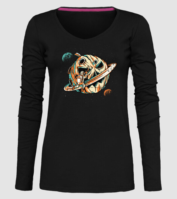 Astronaut cap de dovleac de Halloween model negru pe tricou